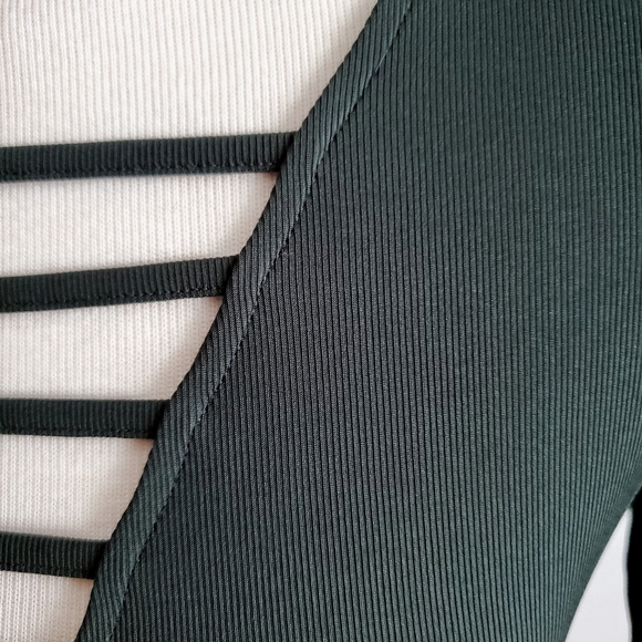 H&M Short Sleeve Top Open Front Green Size M - Picture 3 of 6